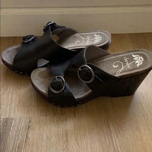 Black Dansko wedge slides